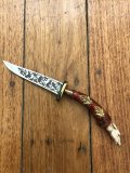 German 1950's Mini Knife with Game Scene & Carved Resin Handle