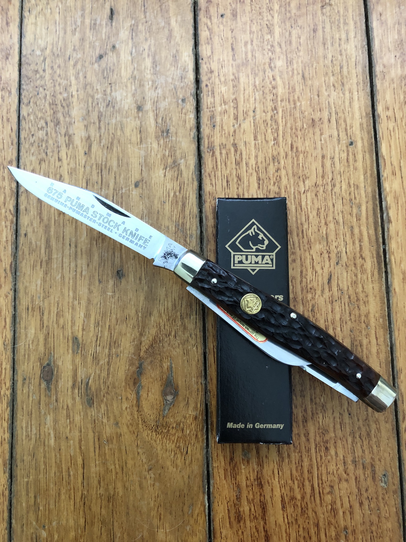 Puma Knife: Puma rare vintage 1974 'STOCK' 3 blade Fold back