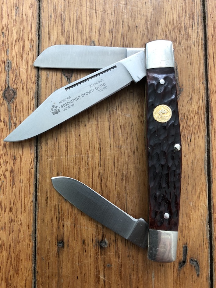 Puma Knife Puma Stockman Folding Knife with Brown Jigged Bone Handle