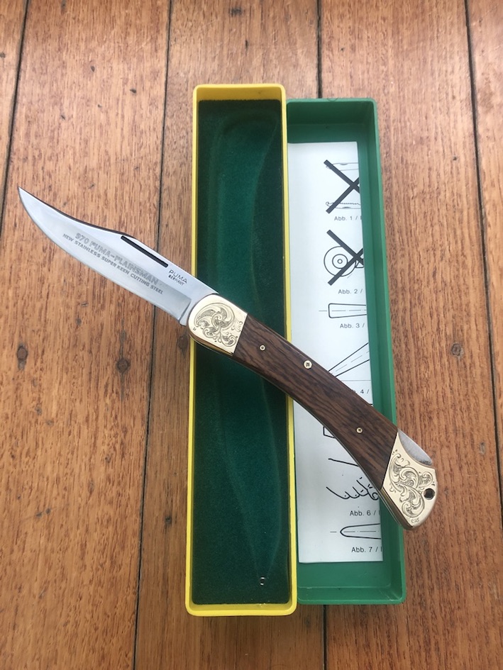 Puma Rare 1968 model 970 PLAINSMAN Engraved Model Folding Puma Rare 1968 model 970 PLAINSMAN Engraved Model Folding