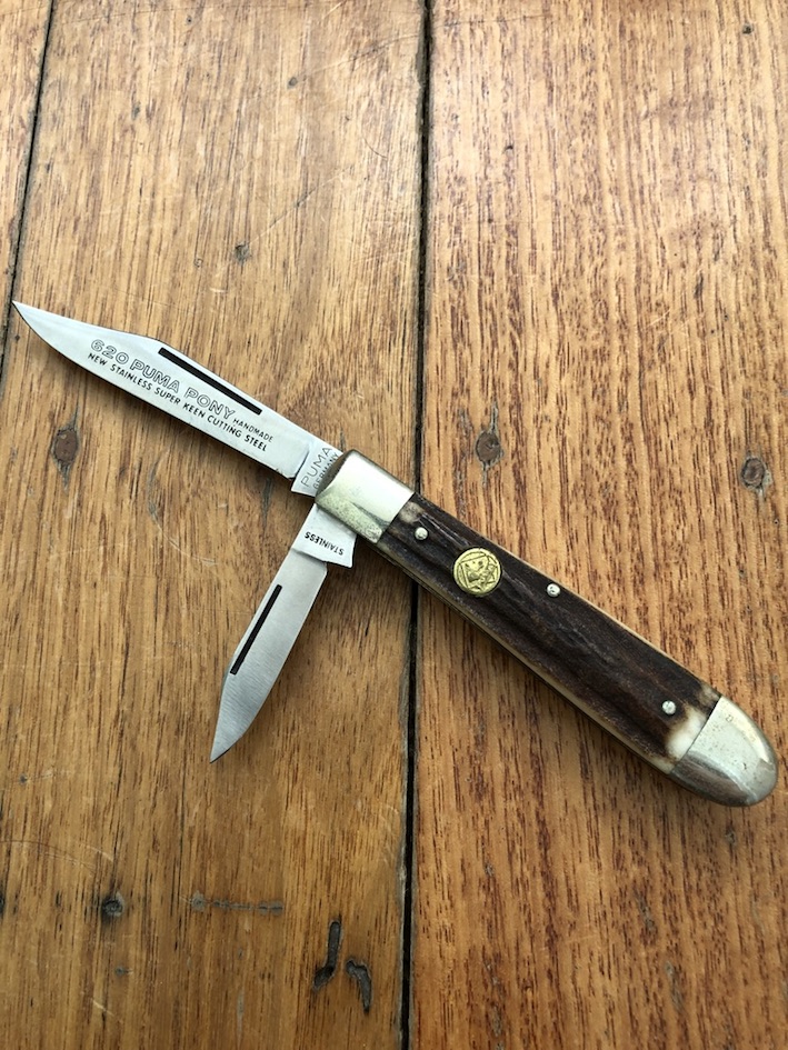 Puma Knife Puma Original Rare 1984 Pony 620 Twin Blade Knife with Stag