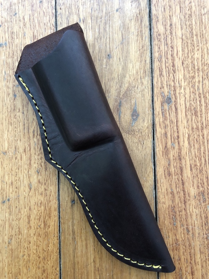 SOS Knife Sheath LS2 Dark Brown SlipIn Molded Leather Knife Sheath