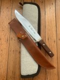 Puma Knife: 1987 Puma Big Big Bowie knife with Wooden Handle in original Tan Leather Sheath & Case