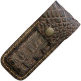 Knife Sheath: Crocodile Skin effect Medium Leather Knife Pouch - 4-5 inches