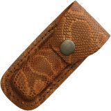 Knife Sheath: Brown Python Snake Skin Effect Small Leather Knife Pouch - 3-3.5 inches