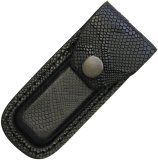 Knife Sheath: Black Python Snake Skin Effect Small Leather Knife Pouch - 3-3.5 inches