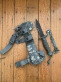 Ontario ASEK Multi-Cam Survival Knife System 5" Blade, Strap Cutter, Sheath & Tactical Thigh/Belt Sheath