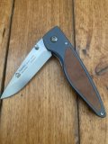 Puma Knife: Puma 2002 Handic Linerlock Black & Wood Frame Folding Knife