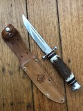 Puma Knife: Puma Circa 1980's Original Medium Scout/Hunter Knife with Sambar Handle and Original Sheath