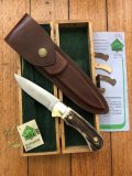 Puma Knife: Puma Original 1986 4 Star Fixed Blade Knife with Stag Antler Handle in Original Wooden Box #42682
