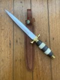 COMMANDO BLADED KNIFE WITH STEEL BLADE AND BUFFALO HORN & CAMEL BONE HANDLE
