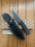 LionSTEEL Italy. Model T5 MI Canvas Micarta Handle Black Blade with Leather Sheath