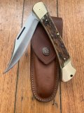 Puma Knife: Puma 1976 Emperor 915 Folding Knife with Stag Antler Handle with Leather Pouch #97674