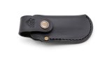 Puma Knife Sheath: Medium Vertical Clip Black Leather Knife Pouch