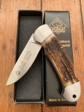 Puma Knife: Puma 1998 Custom Stag Antler Handled Lock Back Folding Knife