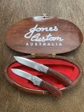 John Jones Australian Made Twin Set of Fixed Blade & Folding Knife in Custom Box