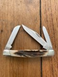 Buck Knife: Buck 2006 Model 303 Custom Shop CADET 3-Blade Pocket Knife with Stag Antler Handle