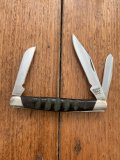 Buck Knife: 2008 Buck 303 Cadet Special Edition 3 Blade Pocket Knife With Green/Black Jigged Bone