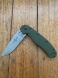 Ontario Knife Company ON8874TC Plain Brushed Silver Edge Folding Knife with Olive Drab Handle