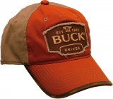 Baseball Cap: Buck Orange Rust & Khaki Distressed Baseball Cap