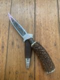1970's Solingen Jagdnicker Knife with Deer Antler Handle & Sheath