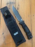 SOG M37 SEAL PUP Part Serrated Edge Graphite finish Blade Knife and Cordura Tactical sheath