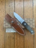 LionSTEEL Italy. Model B41-1 CVG Green Canvas Micarta Handle with Leather Sheath