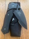 KNIGHT'S ARMAMENT SK-02 Large Black Part Serrated Folding Knife with Black Pouch