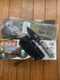 ESEE Knives- ESEE-4 HM Knife with Ivory Beige Micarta Handle & Black Kydex Sheath
