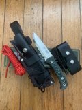 Cudeman Model 148-VC Fixed Blade Cudeman 148VC Bushcraft Knife Green Micarta With Leather Sheath
