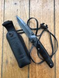 Kizlyar Knife: Kizlyar Original Model Biker-2 Folding Knife with Buffalo Handle and Leather Pouch