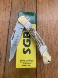 Puma SGB Knife: Puma 2023 SGB Warden Stag Handle Folding Pocket Knife