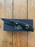 Puma Knife: Puma Tec Black & Gold Framed Laser Cut Folding Liner Lock Knife