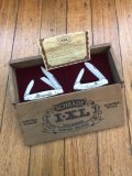 Schrade IXL Sheffield made Twin Set Scrimshawed Stockman and Canoe Folding knives in original presentation box with original warranty