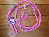 Dog Lead: UK-made Pink Rope Slip Lead, 8mm thick, 1.5m long