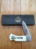 Puma Knife: Puma 4 Star Mini Folding Lock Knife with Scrimshaw Style Fishing Scene Handle