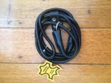 Dog Lead: Black Leather Slip Lead with Stay 153cm
