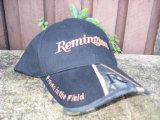 Baseball Cap: Remington Black Cap with Camo and Bronze Piping