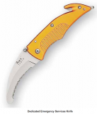 Fury Knife: Orange Flash Rescue Folding Knife - Serrated Edge