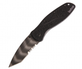 Kershaw Knife: Kershaw Blur Black Tiger Stripe Tanto Part-Serrated Folder