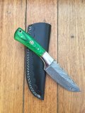 SOSDF Knife: 200 Layer Damascus Green Laminated Handled Skinning Knife