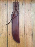 Knife Sheath: Brown Leather Sheath with Thong - 10 inches