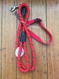 Dog Lead: Red/Black/Yellow-flecked Heavy Duty Dog Lead with chain and collar