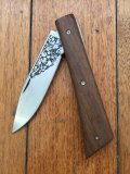 Kizlyar Knife: Kizlyar Ornate Half Pattern Blade Folding Knife