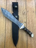 Damascus Knife: Damascus Puma Waidblatt Style Knife with Sambar Deer Antler Handle