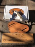 Silver Stag 2.3" Gut Hook Blade Liner Lock Folding Knife with Stag Antler Handle