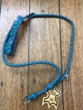 Lanyard: Turquoise Blue Leather Braided Rounded Single Whistle Lanyard