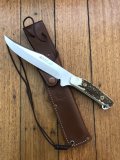 Puma Knife: Puma Circa 2000 Bowie II Special Edition Handmade Knife with Stag Antler Handle & Tan Sheath