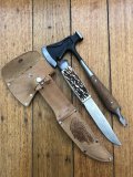 German Knife: *1930's-70's Axe and Knife Combo in Leather American Indian Chief Head Sheath