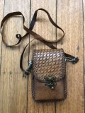 Knife/Accessory Pouch: Light Antique Effect Large Leather Pouch